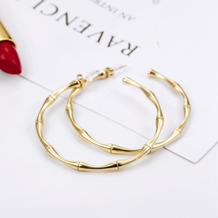 Wholesale Elegant bamboo shaped earrings with fashionable temperament, internet famous titanium steel earrings for women