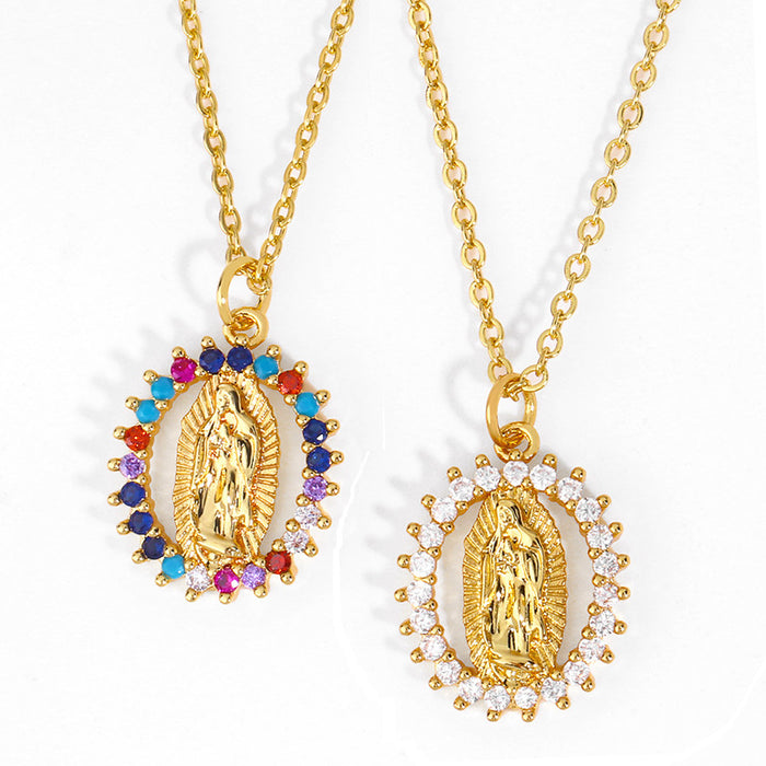 Wholesale Virgin Mary Geometric Pendant Necklace JDC-NE-AS005