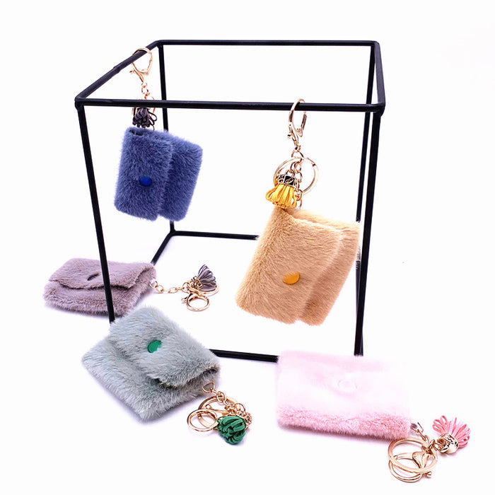 Wholesale Mini Coin Purse Keychain Candy Color Cute Coin Key Bag Pendant Data Cable Storage Bag Keychain