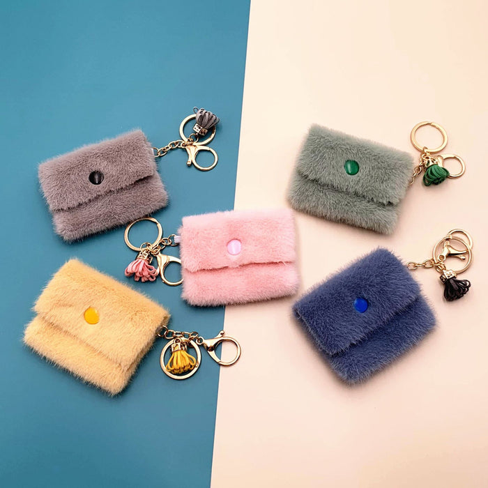 Wholesale Mini Coin Purse Keychain Candy Color Cute Coin Key Bag Pendant Data Cable Storage Bag Keychain