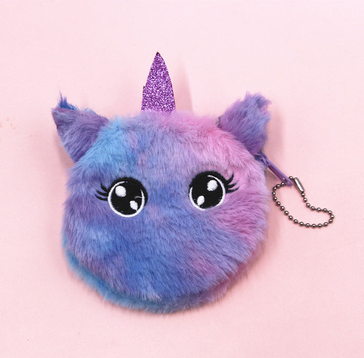 Wholesale unicorn cartoon coin purse children Cat plush coin purse key pendant bag card