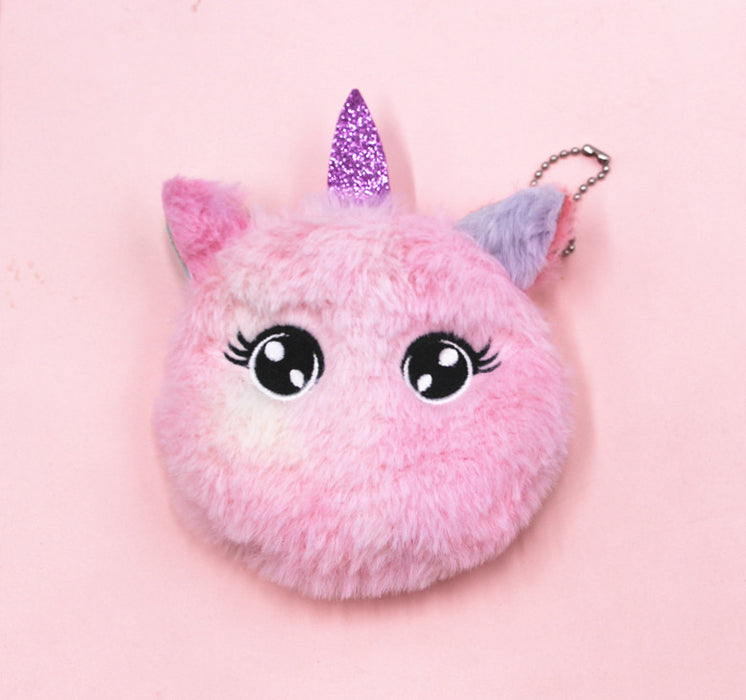 Wholesale unicorn cartoon coin purse children Cat plush coin purse key pendant bag card