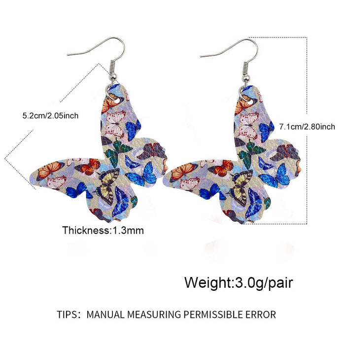 Wholesale Butterfly Leather Earrings Double-Sided Printed Pu Leather Earrings Earrings Jewelry Manufacturers