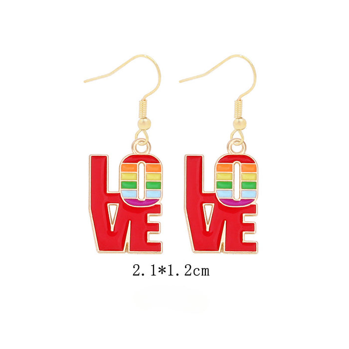 Wholesale 5pcs Rainbow Festival Love Zinc Alloy Valentine's Day Earrings JDC-ES-BingLi001