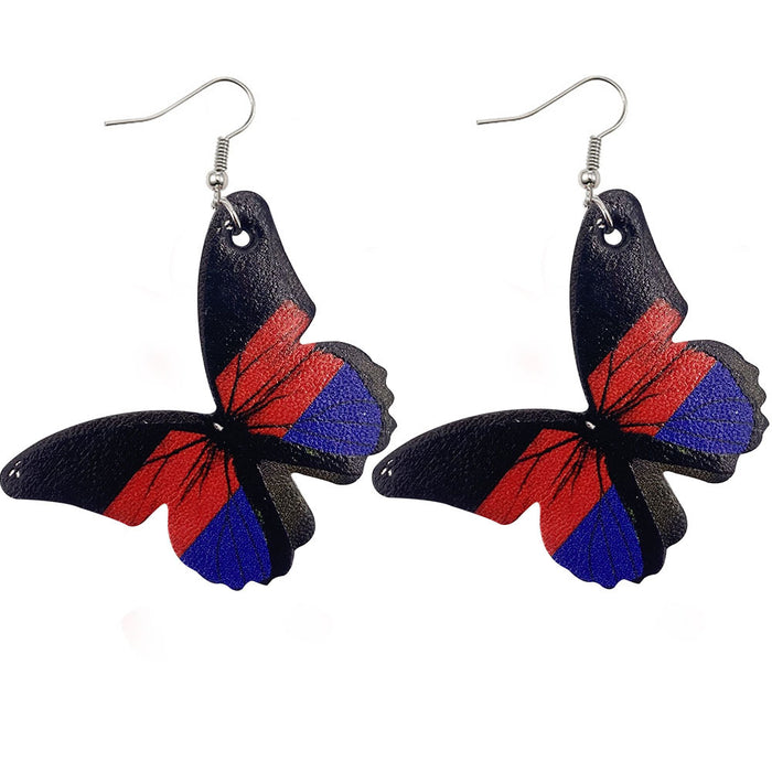 Wholesale Butterfly Leather Earrings Double-Sided Printed Pu Leather Earrings Earrings Jewelry Manufacturers