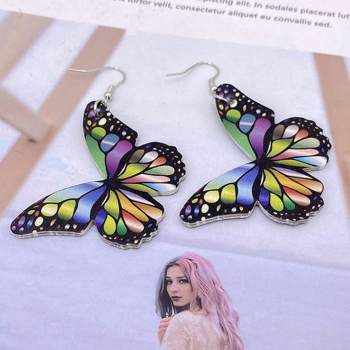 Wholesale Butterfly Leather Earrings Double-Sided Printed Pu Leather Earrings Earrings Jewelry Manufacturers