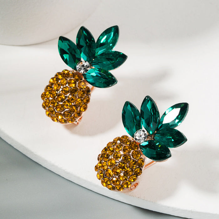 Wholesale Alloy Inlaid Color Rhinestone Pineapple Earrings JDC-ES-Hem001