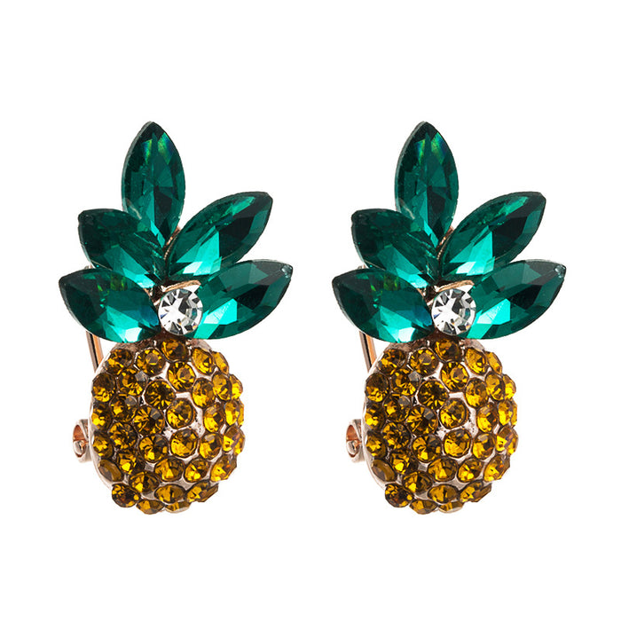 Wholesale Alloy Inlaid Color Rhinestone Pineapple Earrings JDC-ES-Hem001