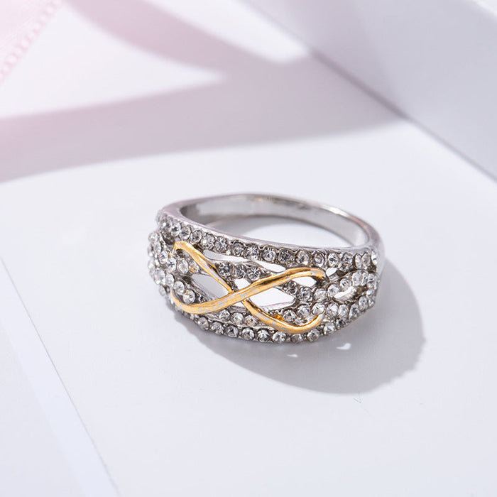 Wholesale Rings Rhinestone fashion openwork gold and silver ring JDC-RS-YiHao002