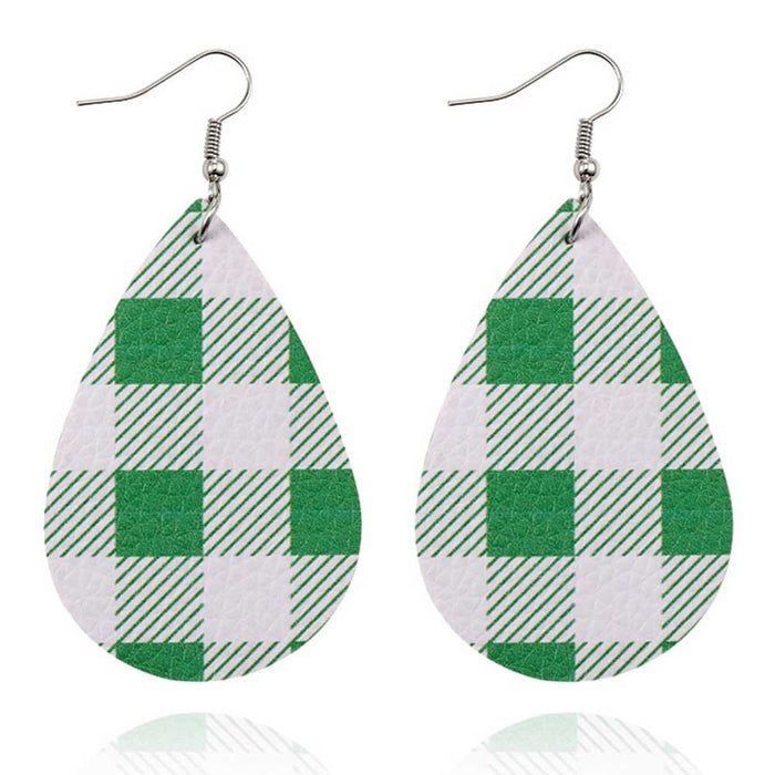 Wholesale 50pcs Leather Earrings Double-Sided Printed Scottish Plaid Earrings Holiday Accessories