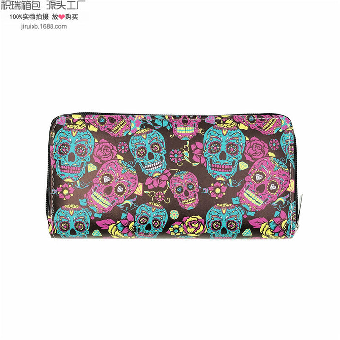 Wholesale PU Retro Bright Skull Wallet JDC-WT-JiRui006