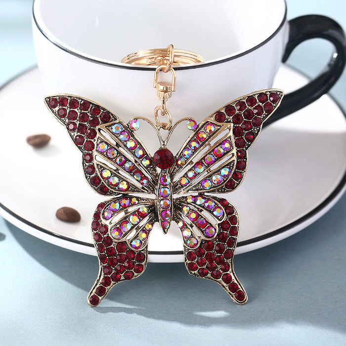 Wholesale Colorful Diamond Hollow Butterfly Alloy Keychain JDC-KC-ChaoK041