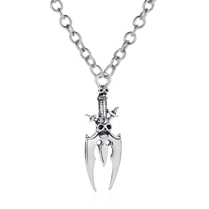 Wholesale  double sword skull men' s necklace Gothic distressed clavicle chain sweater chain