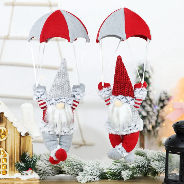 Wholesale Christmas Scene Decorations Christmas Faceless Skydiving Old Man Parachute Christmas Window Hanging Decoration Gifts