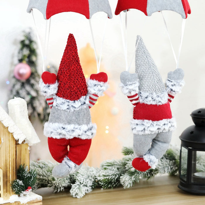 Wholesale Christmas Scene Decorations Christmas Faceless Skydiving Old Man Parachute Christmas Window Hanging Decoration Gifts