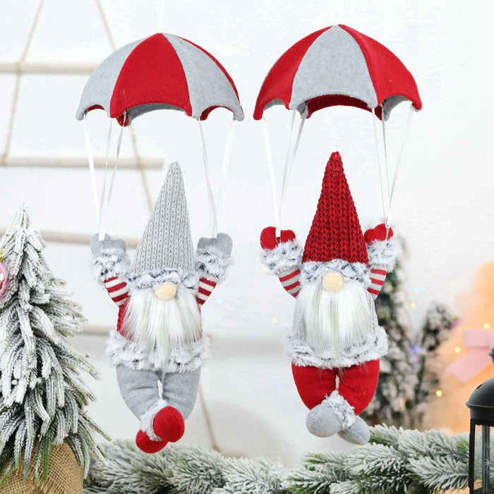 Wholesale Christmas Scene Decorations Christmas Faceless Skydiving Old Man Parachute Christmas Window Hanging Decoration Gifts