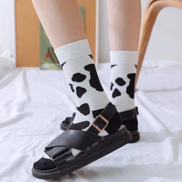 Wholesale Cow Pattern Cotton Socks Trend JDC-SK-HangJ001