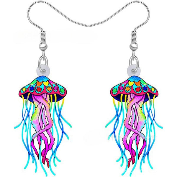 Wholesale Acrylic Cute Girl Cartoon Jellyfish Pendant Earrings JDC-ES-Yuhen007