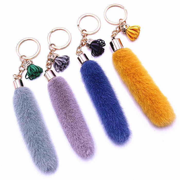 Wholesale Creative Tassel Keychain Cute Bag Cartoon Plush Pendant Car Key Chain Ring Pendant Accessories Small Gift