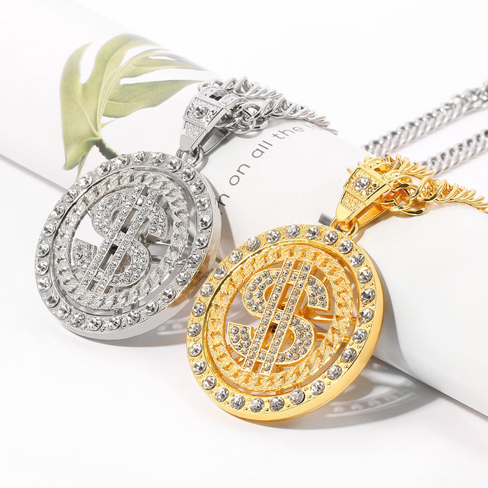 Wholesale Stylish Rotatable Letter Pendant Necklaces