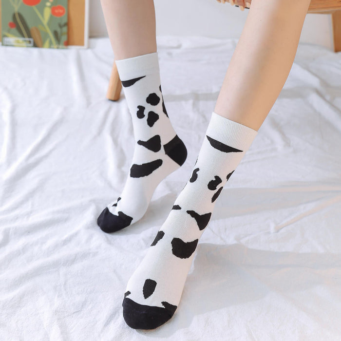 Wholesale Cow Pattern Cotton Socks Trend JDC-SK-HangJ001