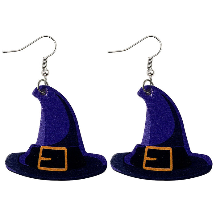 Wholesale  Leather Earrings Drop-Shaped Pumpkin Lantern Double-Sided Printed Pu Leather Earrings