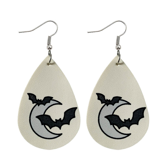 Wholesale  Leather Earrings Drop-Shaped Pumpkin Lantern Double-Sided Printed Pu Leather Earrings