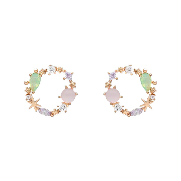 Wholesale New minimalist zircon crystal earrings with pure silver temperament and versatile circle earrings