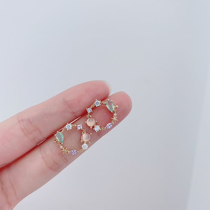 Wholesale New minimalist zircon crystal earrings with pure silver temperament and versatile circle earrings