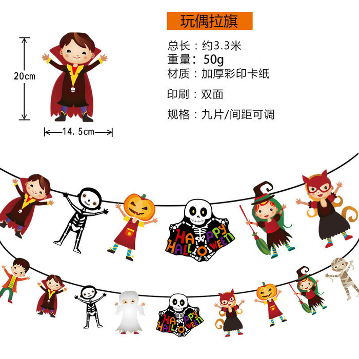 Wholesale Flag Pendant Pumpkin Paper Flower Party Supplies Scene Layout Decoration Triangle