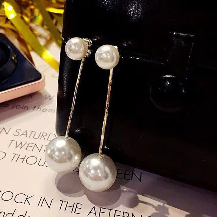 Wholesale S925 Silver Needle Size Pearl Long Earrings Tassel Earrings Ear Jewelry