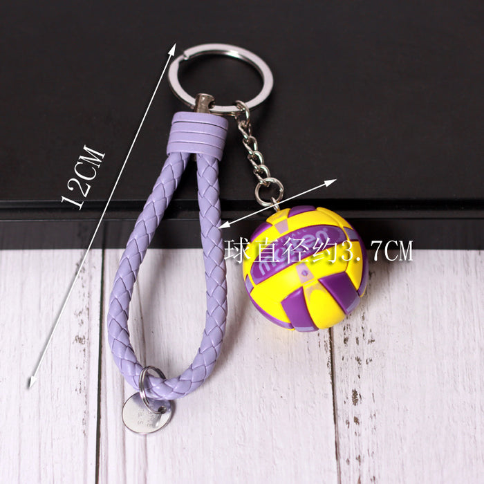 Wholesale  Small Volleyball Keychain Simulation PU Small Ball Keychain Student Sports Souvenir Volleyball Leather Rope Pendant