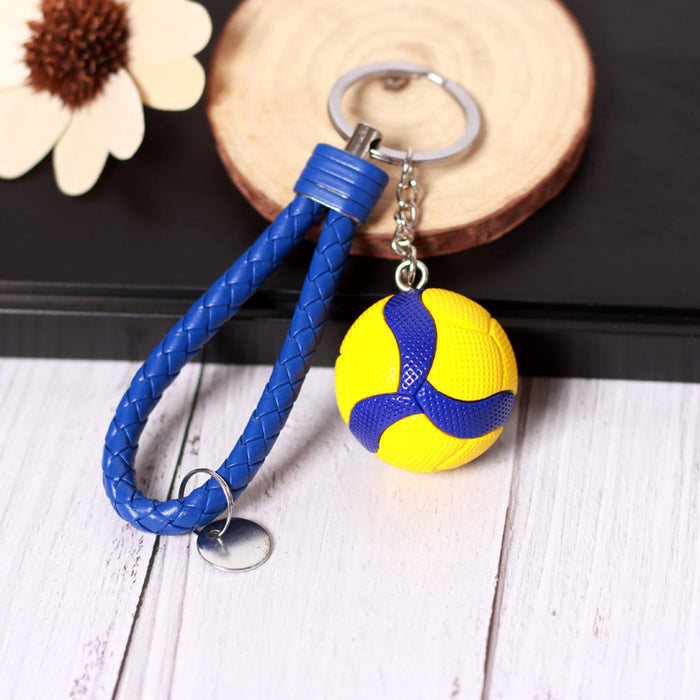 Wholesale  Small Volleyball Keychain Simulation PU Small Ball Keychain Student Sports Souvenir Volleyball Leather Rope Pendant
