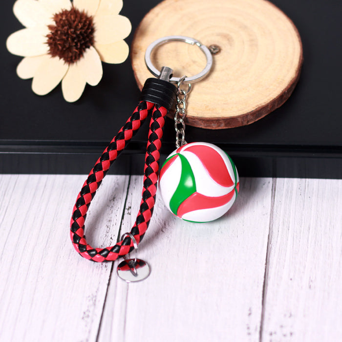 Wholesale  Small Volleyball Keychain Simulation PU Small Ball Keychain Student Sports Souvenir Volleyball Leather Rope Pendant