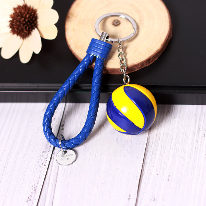 Wholesale  Small Volleyball Keychain Simulation PU Small Ball Keychain Student Sports Souvenir Volleyball Leather Rope Pendant