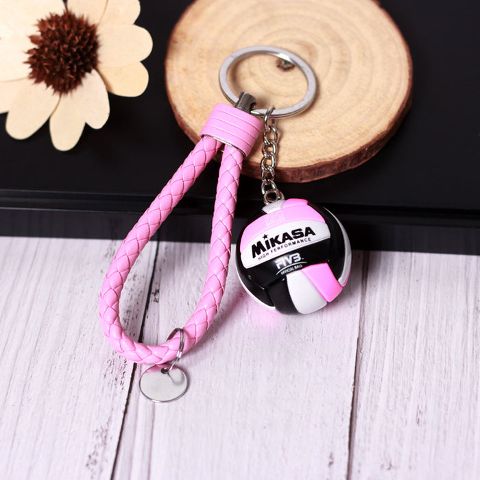 Wholesale  Small Volleyball Keychain Simulation PU Small Ball Keychain Student Sports Souvenir Volleyball Leather Rope Pendant
