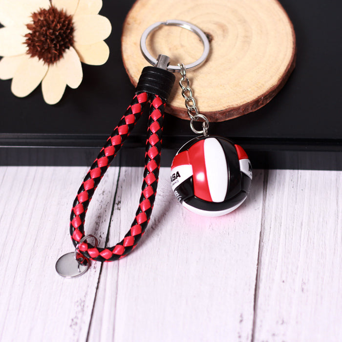 Wholesale  Small Volleyball Keychain Simulation PU Small Ball Keychain Student Sports Souvenir Volleyball Leather Rope Pendant