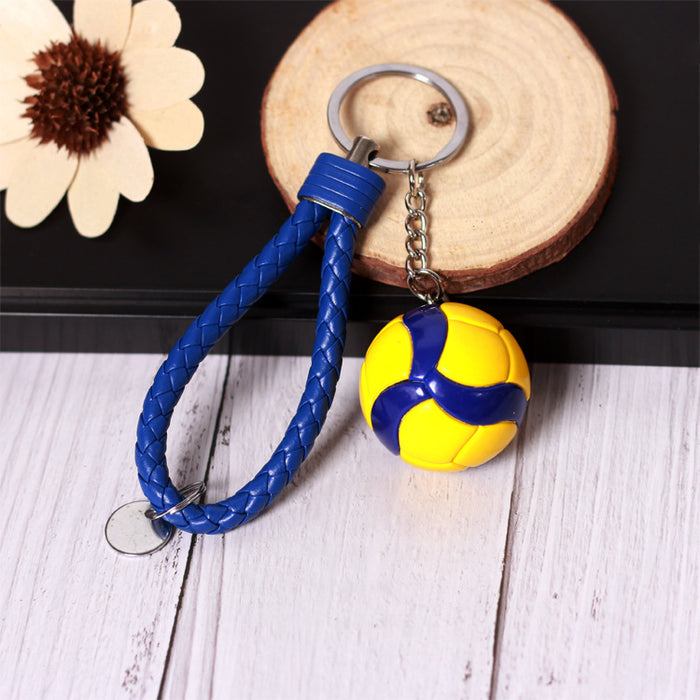 Wholesale  Small Volleyball Keychain Simulation PU Small Ball Keychain Student Sports Souvenir Volleyball Leather Rope Pendant