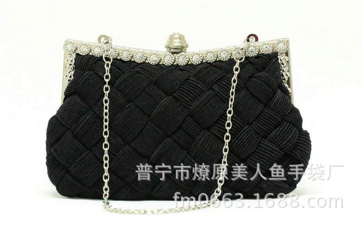 Wholesale Satin Woven Bag Rhinestone Evening Bag JDC-HD-ShengTian004