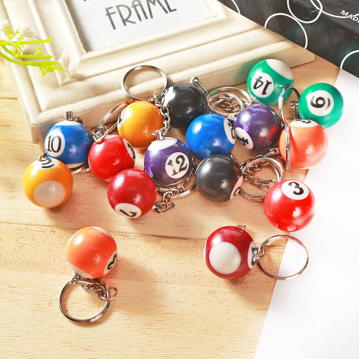 Wholesale Mini Simulation Billiards Keychain Colorful Billiards Accessories Pendant Billiards