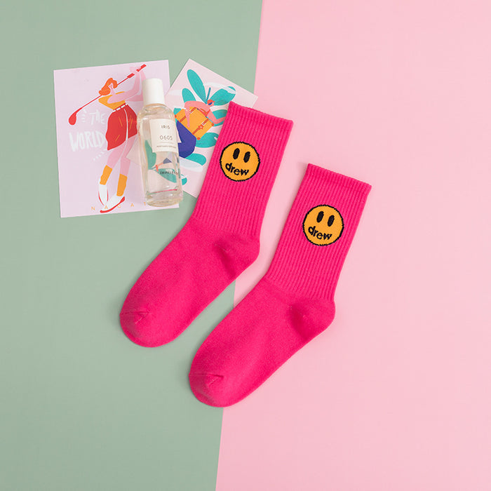 Wholesale Thin Summer Smiley Solid Color Cotton Socks JDC-SK-JiaY009