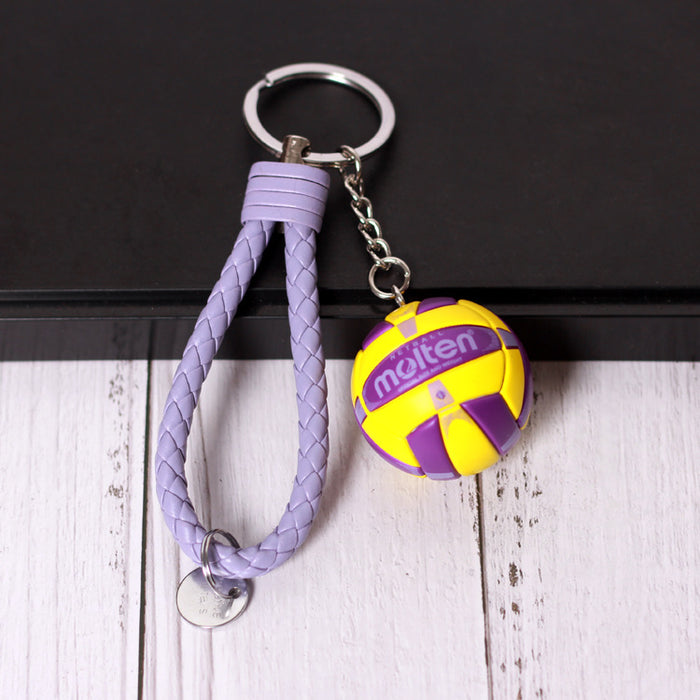 Wholesale  Small Volleyball Keychain Simulation PU Small Ball Keychain Student Sports Souvenir Volleyball Leather Rope Pendant