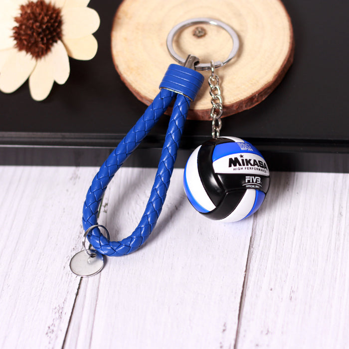 Wholesale  Small Volleyball Keychain Simulation PU Small Ball Keychain Student Sports Souvenir Volleyball Leather Rope Pendant