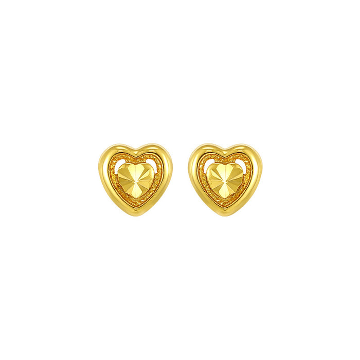 Wholesale Gold-plated Car Heart-shaped Temperament Compact Heart Earrings for Women JDC-ES-XP008