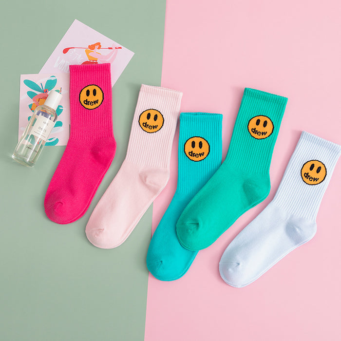 Wholesale Thin Summer Smiley Solid Color Cotton Socks JDC-SK-JiaY009