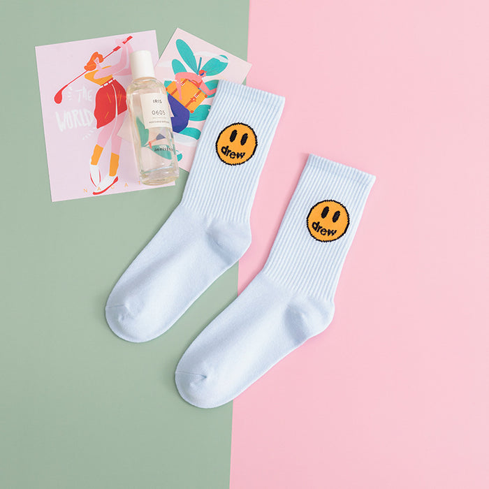 Wholesale Thin Summer Smiley Solid Color Cotton Socks JDC-SK-JiaY009