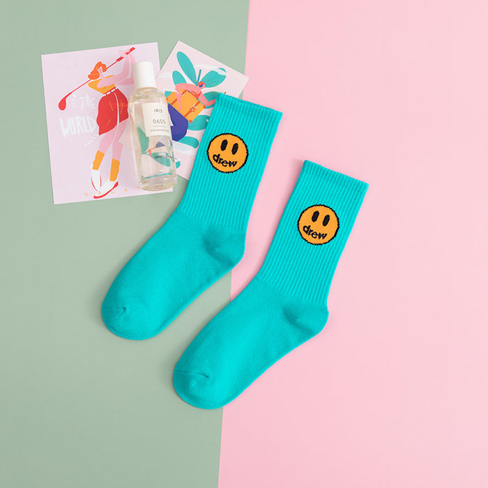 Wholesale Thin Summer Smiley Solid Color Cotton Socks JDC-SK-JiaY009