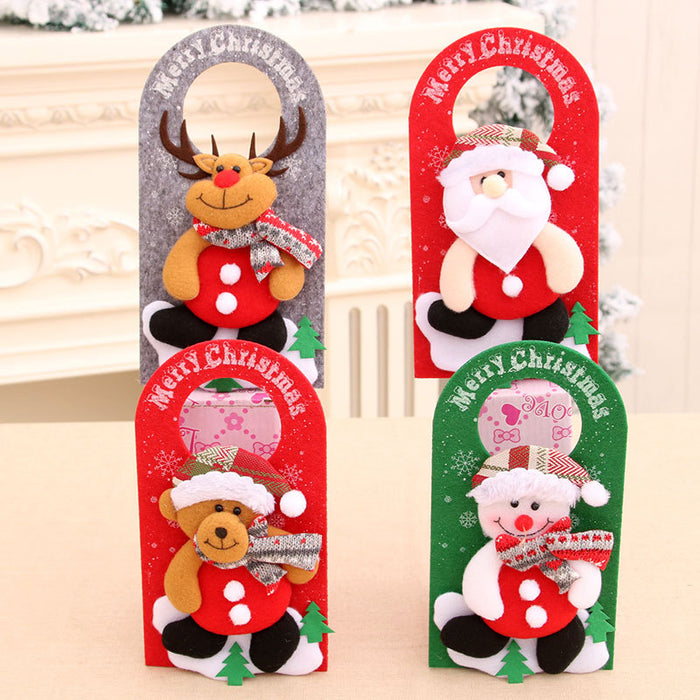 Wholesale Christmas Decorations Non-Woven Cartoon Christmas Door Hanging Pendant Hotel Shopping Mall Window Decoration