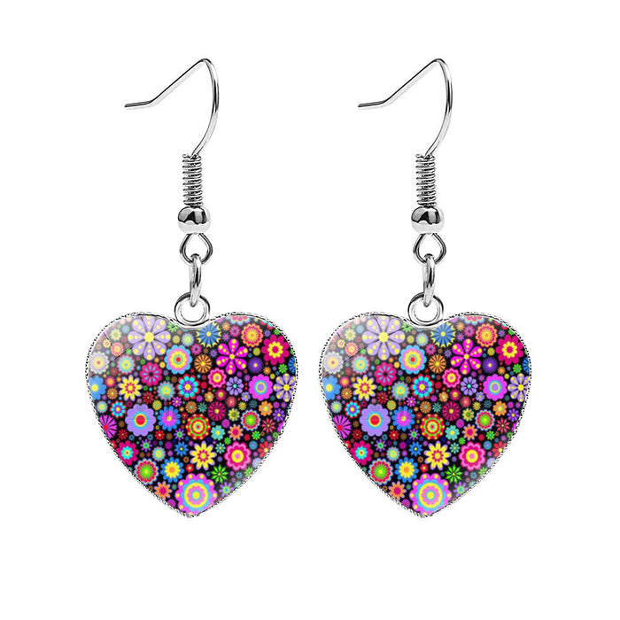Wholesale Folk art style heart-shaped metal earrings