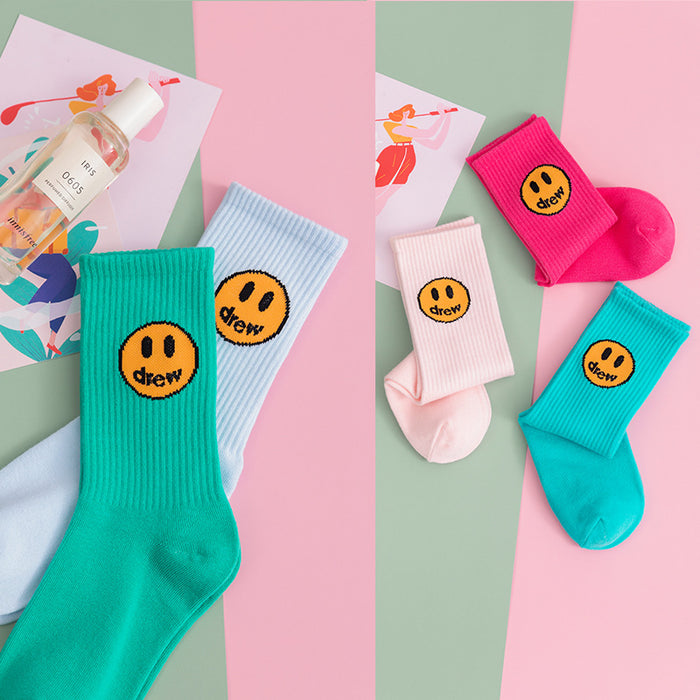 Wholesale Thin Summer Smiley Solid Color Cotton Socks JDC-SK-JiaY009